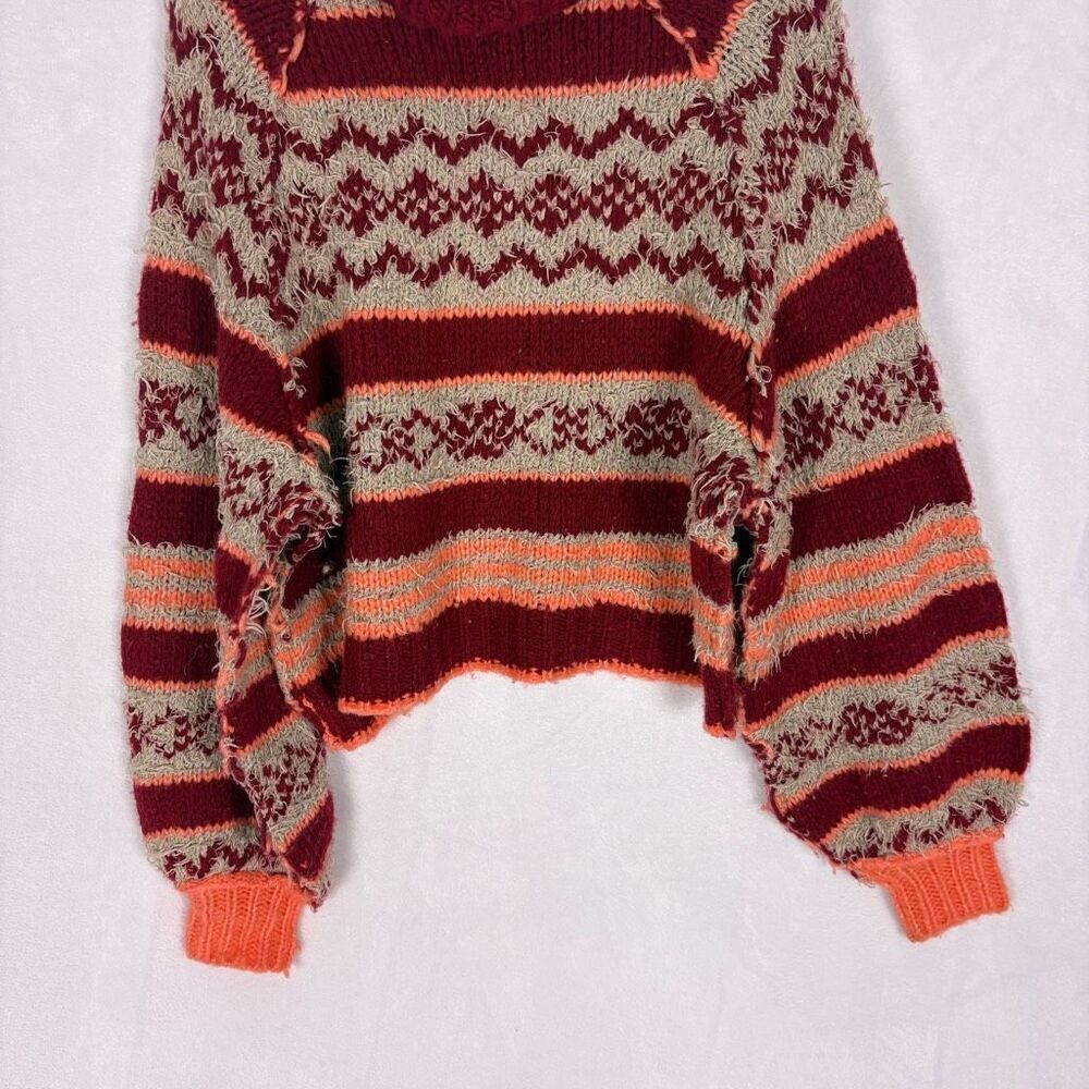 Free People Check Me Out in Holly Berry Combo Turtleneck Pullover Sweater Size S - Picture 10 of 14